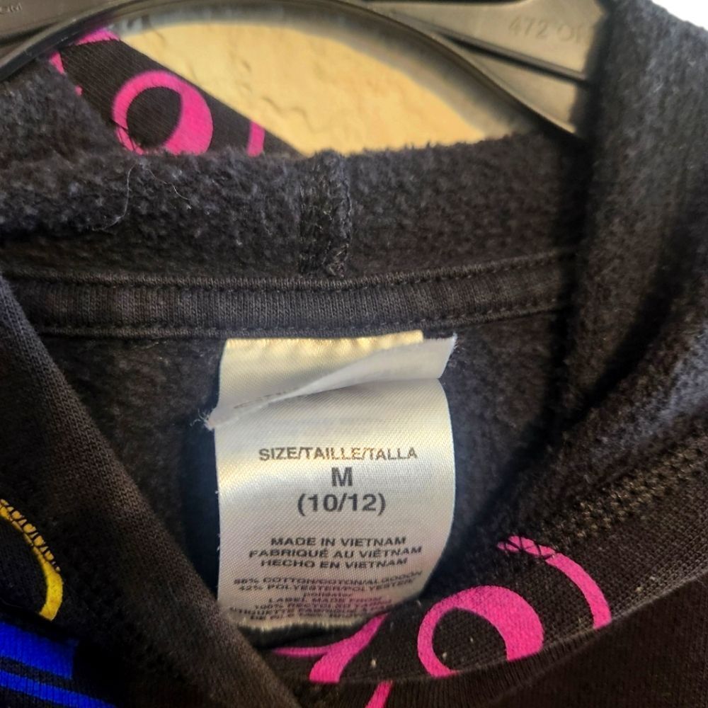Kids Adidas Black Hoodie with Colorful Logo Size M 10/12 - Picture 4 of 6